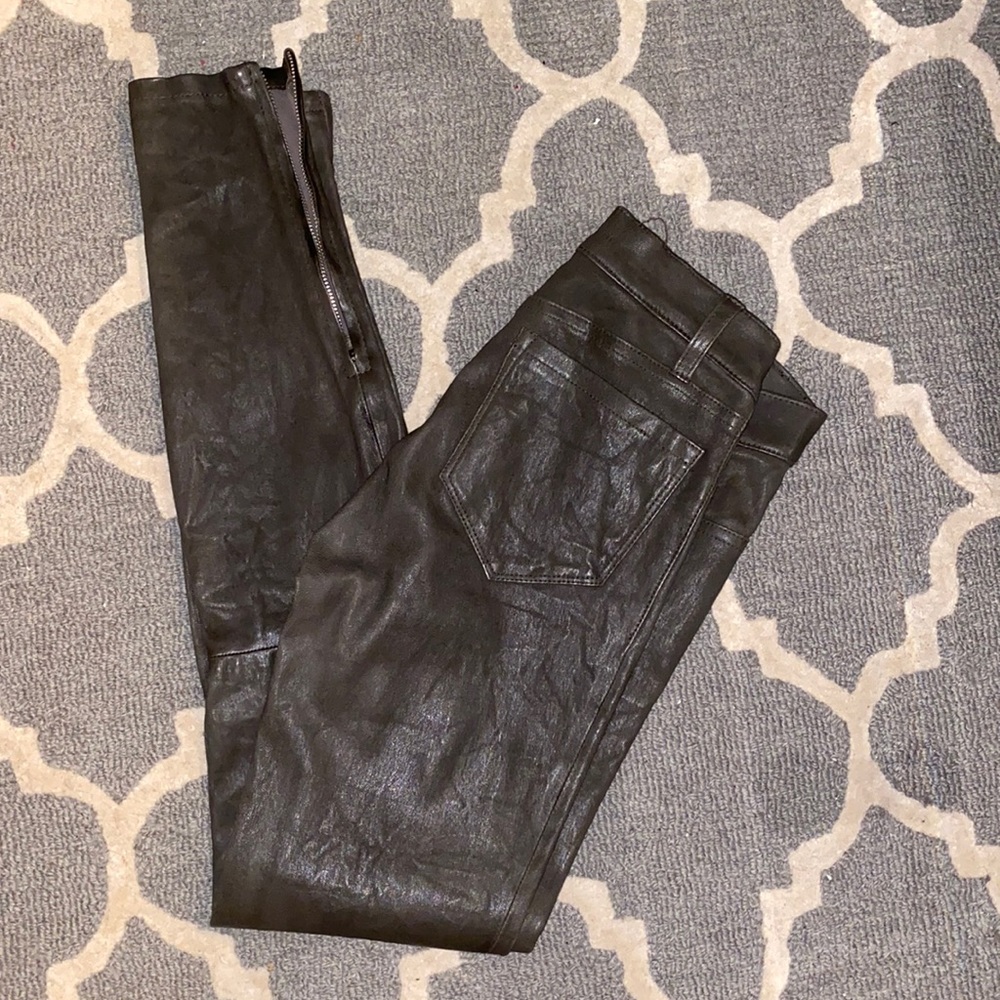 J brand gray leather skinny pants size 26 Jbrand